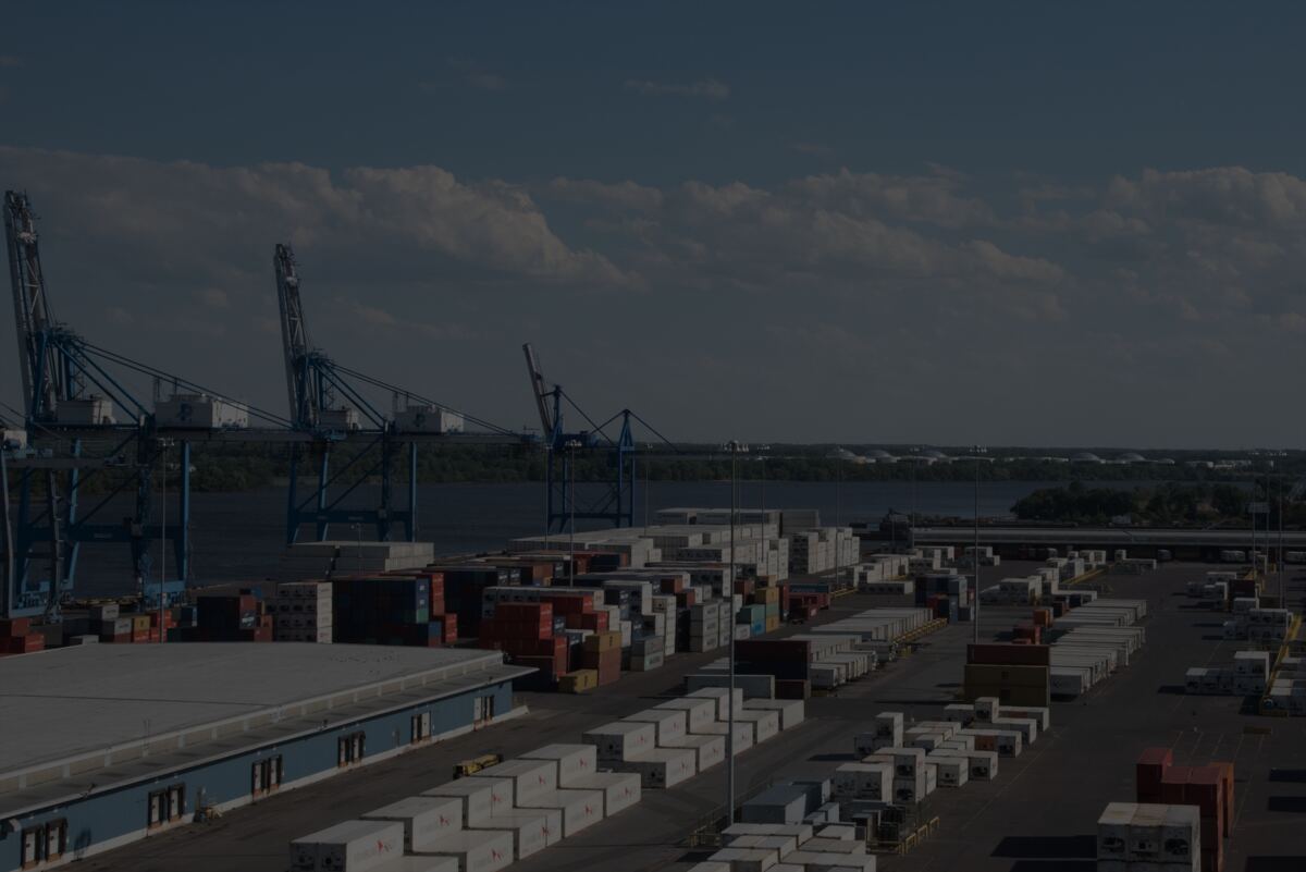 Cranes and container yard at the Port of Philadelphia