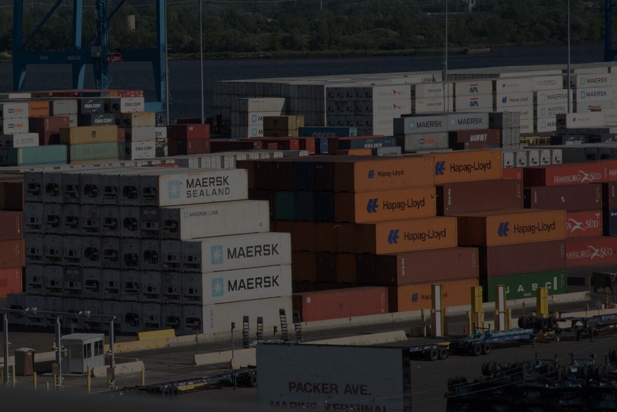 Containers stacked at Packer Avenue Marine Terminal